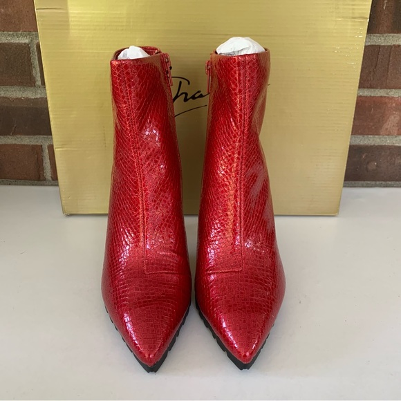 Thalia Sodi Womens Rhodes Red heeled patent ankle Booties Shoes US 7 M - Picture 2 of 9